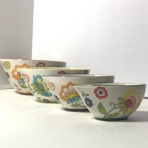 Pier 1 Imports Floral Ceramic Measuring Cups Set of 4 Hand Painted Discontinued